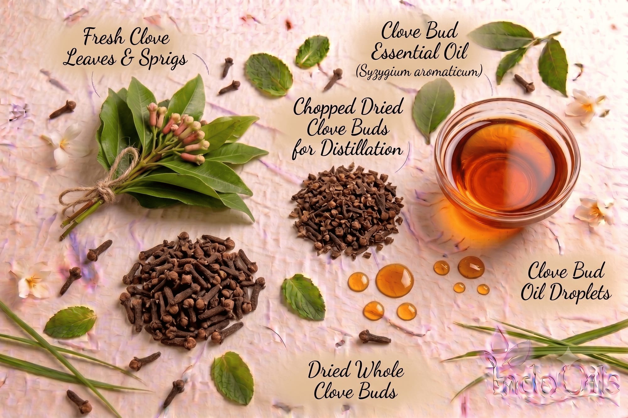 Clove buds and clove bud essential oil, rich in eugenol