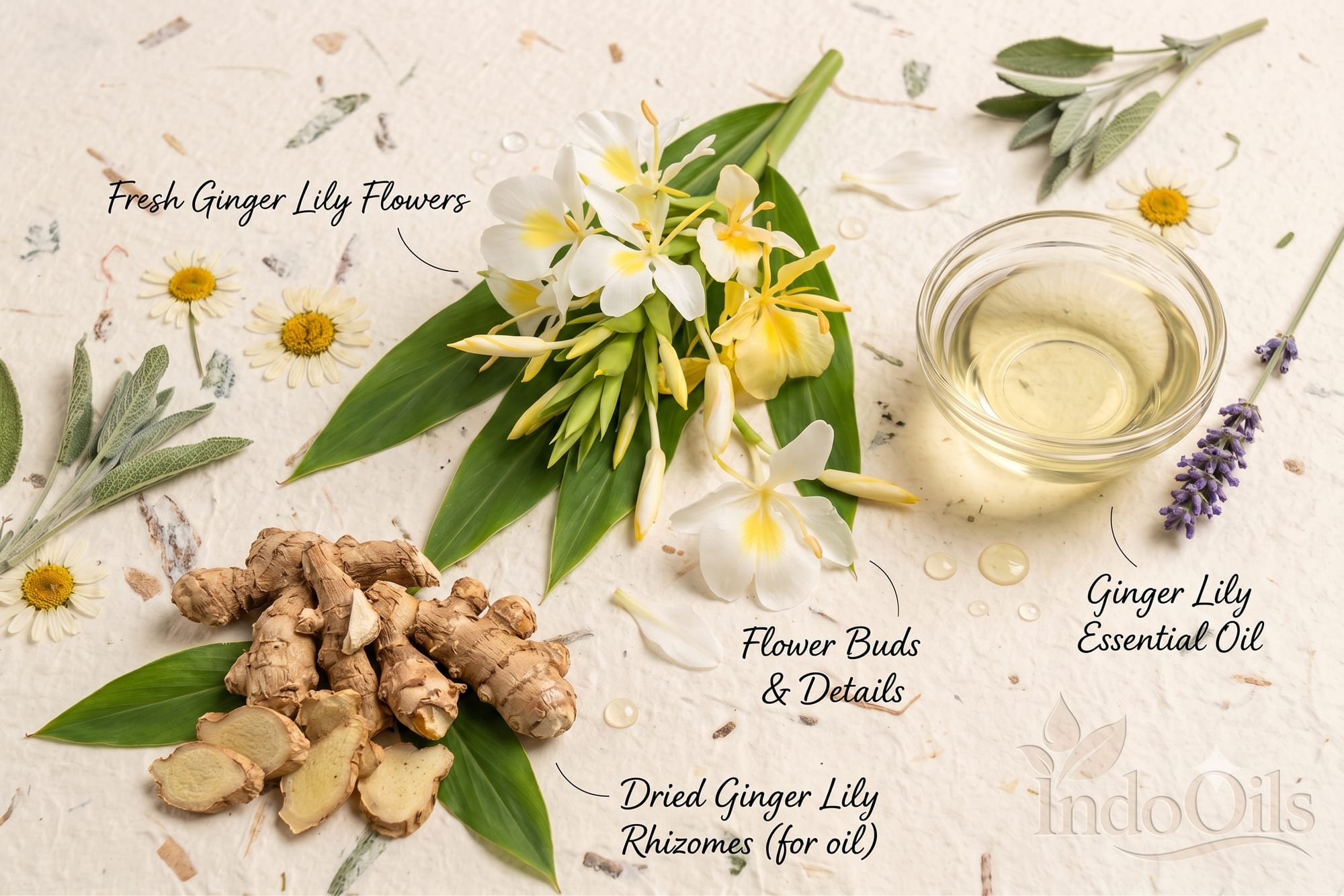 Ginger lily essential oil from Hedychium coronarium, an Indian floral that blends well with davana