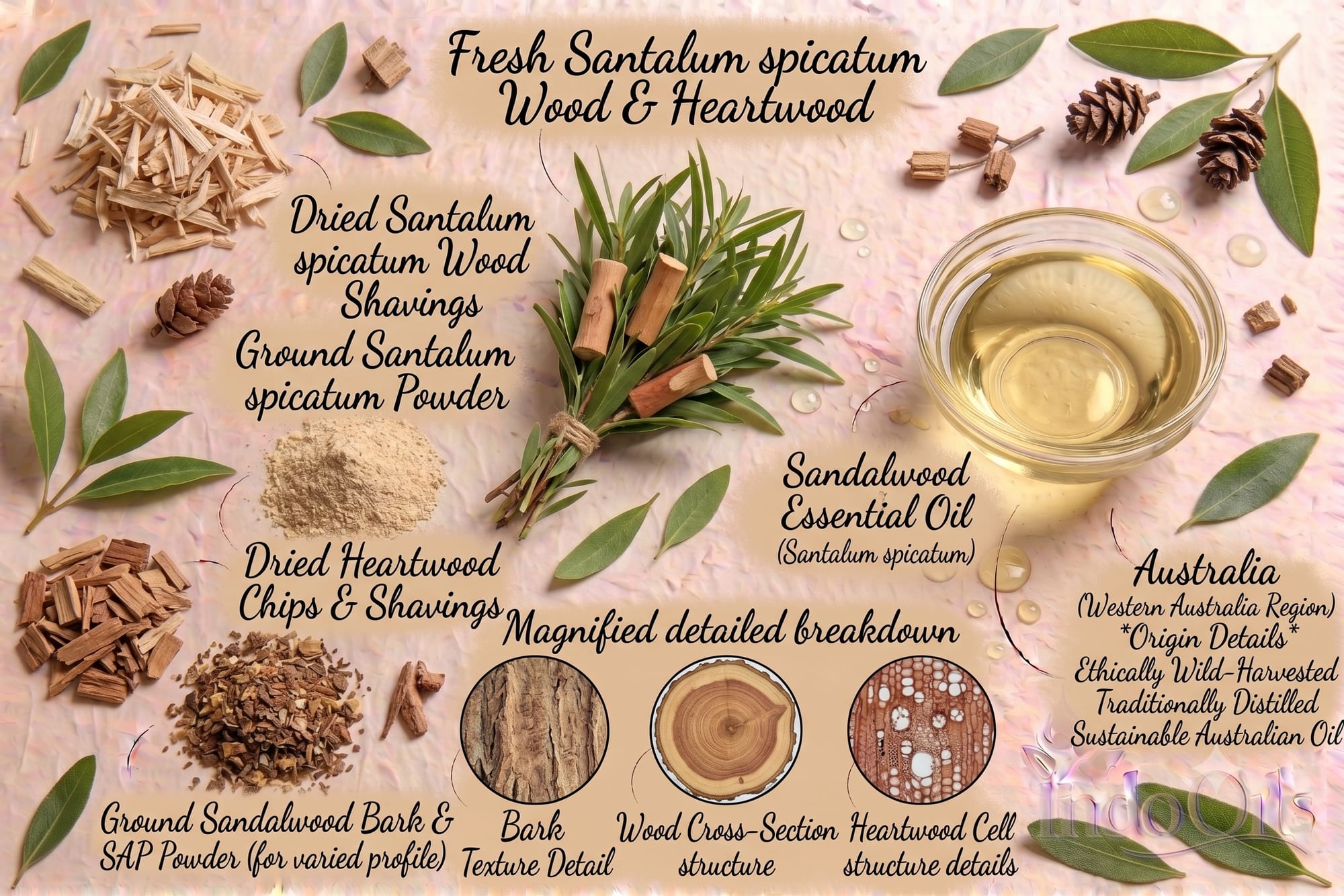 Australian sandalwood essential oil from Santalum spicatum